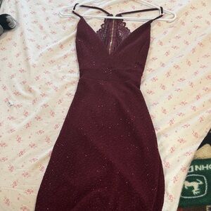 Elegant Burgundy Lace Dress